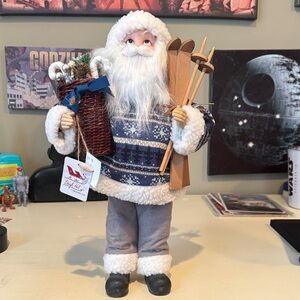 Festive Santa Figurine with Skis